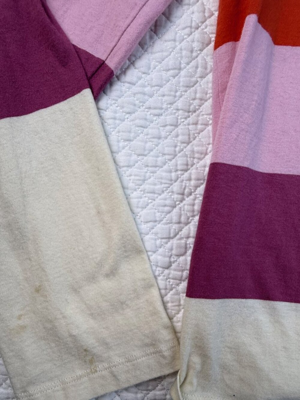KULE The Patch Cotton Rugby Shirt Stripes Pink Multi Size M - Picture 15 of 16